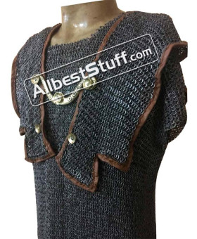 6 MM Dome Riveted Flat Ring Roman Hamata Chain Mail Chest 38